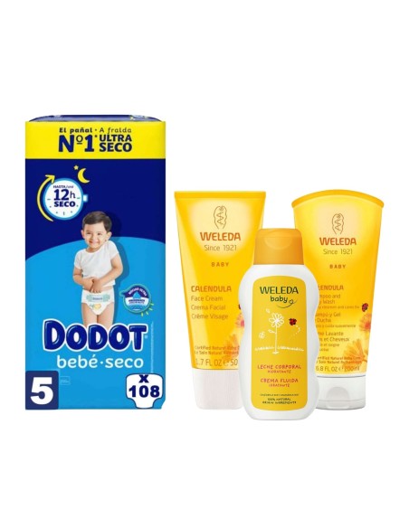 Pack Dodot Talla 5 (108uds) + Cuidado Weleda - Nappy.es