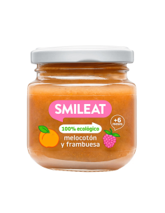 Tarrito frambuesa y melocotón 130gr 6M+ | Smileat - Nappy.es