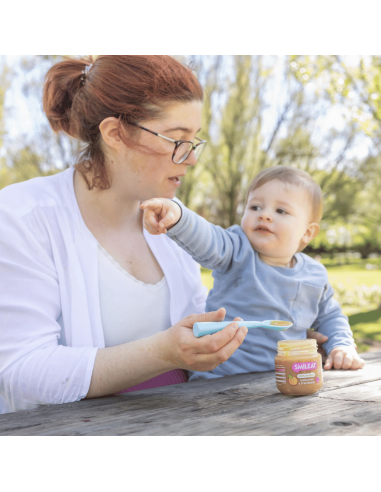 Tarrito frambuesa y melocotón 130gr 6M+ | Smileat - Nappy.es