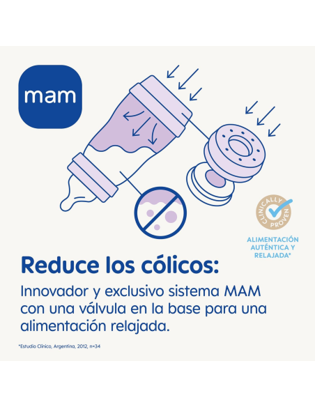 Biberón Easy Start anticólicos rosa 160ml 0-2M | Mam Baby - Nappy.es
