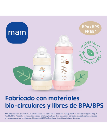 Biberón Easy Start anticólicos rosa 160ml 0-2M | Mam Baby - Nappy.es