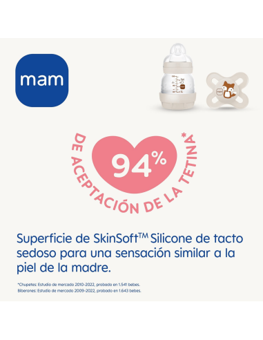 Biberón anticólicos 130ml + Chupete Original 0-2M | Mam Baby - Nappy.es