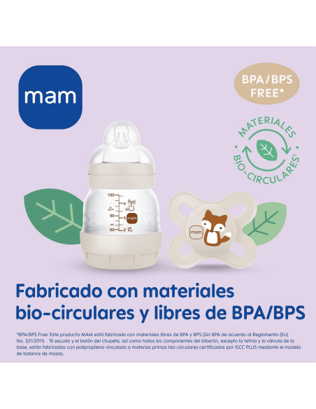 Biberón anticólicos 130ml + Chupete Original 0-2M | Mam Baby - Nappy.es