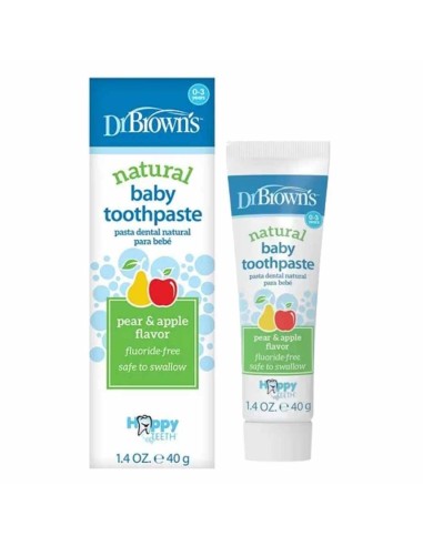 Dr. Brown’s Pasta de Dientes Natural Bebés Pera–Manzana 40 g – Sin Flúor
