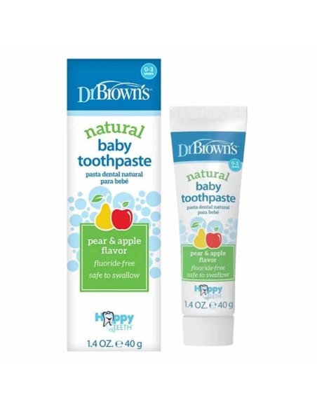 Dr. Brown’s Pasta de Dientes Natural Bebés Pera–Manzana 40 g – Sin Flúor