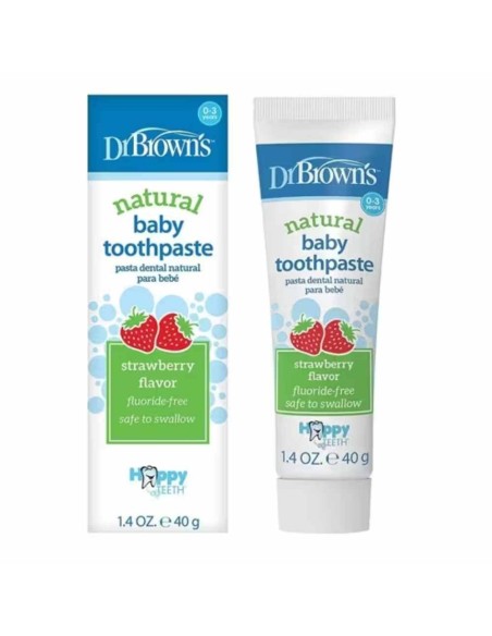 Dr. Brown’s Pasta de Dientes Natural 0–3 Años Fresa 40 g – Sin Flúor