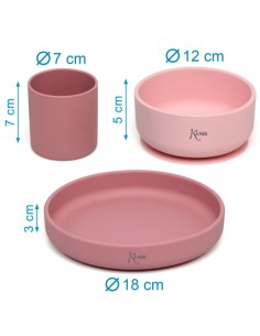 Set de Vajilla Kiokids de Silicona rosa +6m Kiokids