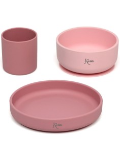 Set de Vajilla Kiokids de Silicona rosa +6m Kiokids 2