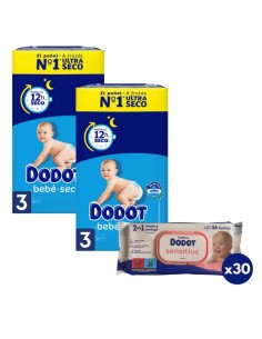 Pack Dodot Bebé-Seco Talla 3 372uds + Toallitas Dodot Sensitive 810 uds