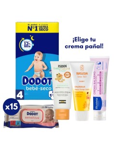 Pack Talla 4 Dodot 116uds + Toallitas Sensitive 840uds + Elegir Crema Pañal