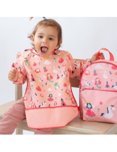 Babero con bolsillo silicona rosa +4m Kiokids 2