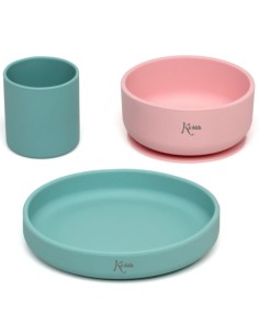 Set de Vajilla Rosa y Verde (3 piezas) +6m Kiokids
