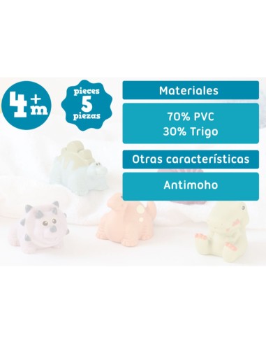 Red de Muñecos de Baño dinosaurios (5 piezas) +4m Kiokids - Nappy.es