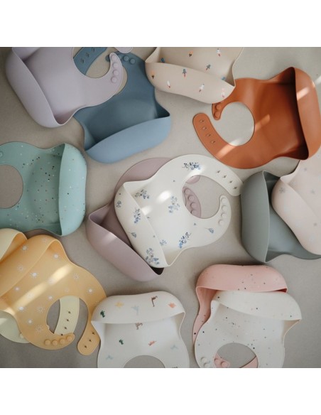 Babero Silicona solid azul 26,5x3,5cm Mushie