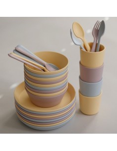 Pack Tenedor y Cuchara color beis 15,5 x 2,5cm Mushie 2