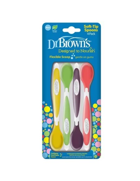 Cucharas bebé Dr. Brown’s Pack 4 Colores Surtidos | Alimentación +6 meses
