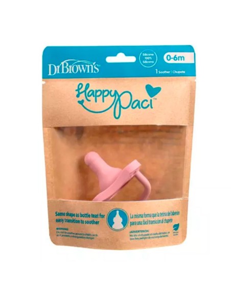 Chupete HappyPaci Silicona 0-6m Rosa Dr. Brown’s