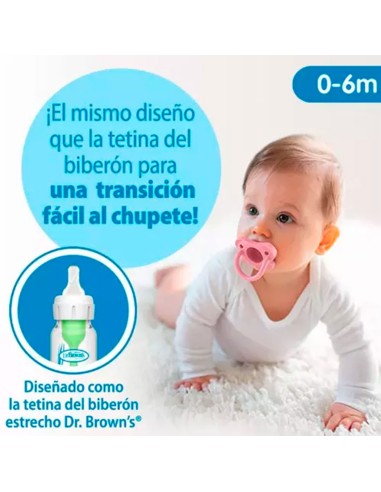 Chupete HappyPaci Silicona 0-6m Rosa Dr. Brown’s