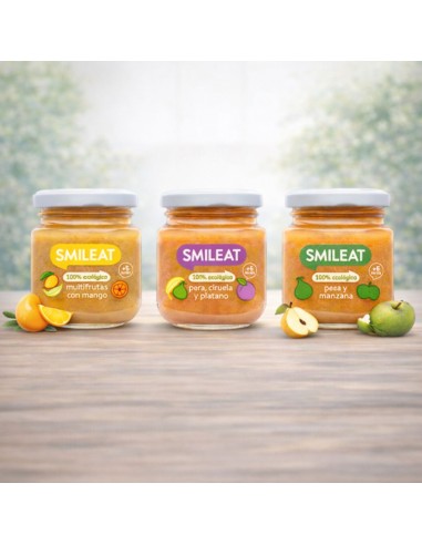Tarrito frambuesa y melocotón 130gr 6M+ | Smileat - Nappy.es