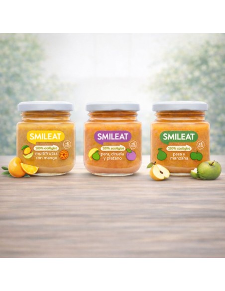 Tarrito frambuesa y melocotón 130gr 6M+ | Smileat - Nappy.es