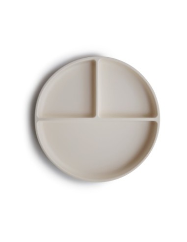 Plato ventosa-compartimentos Solid Ivory Mushie