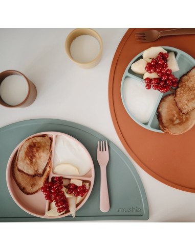 Plato ventosa-compartimentos Solid Ivory Mushie