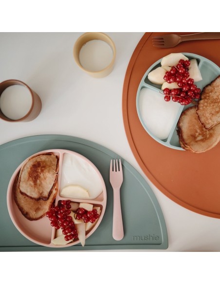 Plato ventosa-compartimentos Solid Ivory Mushie