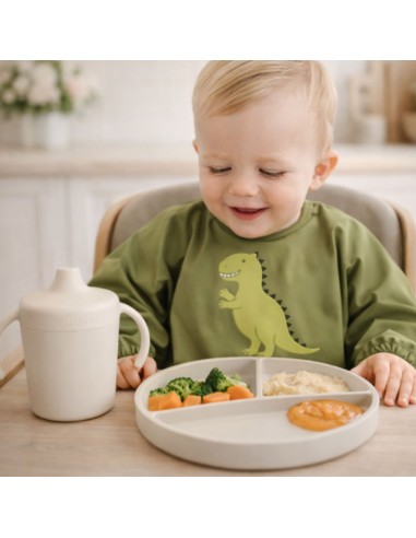 Pack plato y taza beige Mushie