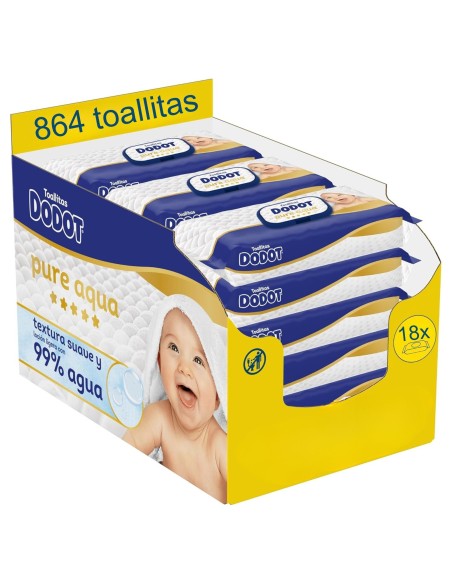 Pack Dodot Bebé-Seco Talla 6 288 uds (3 cajas) + Toallitas Dodot a elegir (Sensitive, Aqua Pure o Etapas)