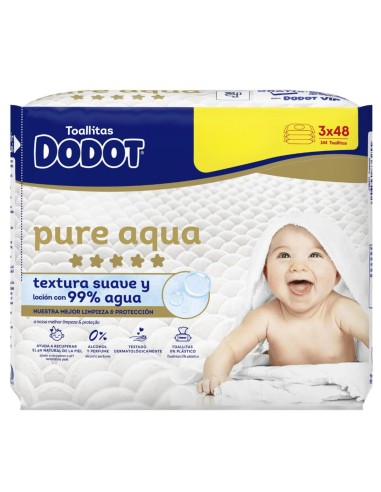 Toallitas Dodot Aqua Pure 144 Uds (Pack 3 paquetes de 48uds) - Dodot