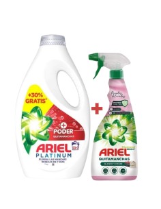 Ahorra con este pack completo de Ariel Extra Poder 30 lavados + Quitamanchas Delicadas 750 ml