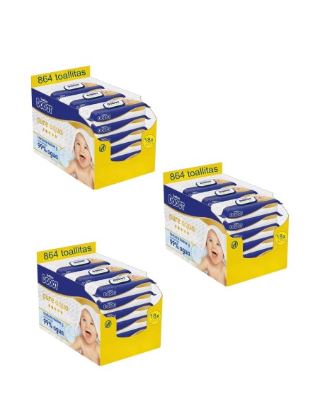 Pack 3 Cajas Talla 1 Sensitive + Toallitas Aquapure | Dodot - Nappy.es