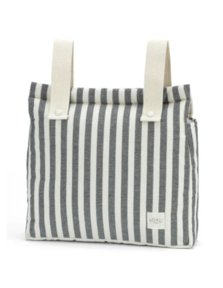 Bolso panera rayas gris 30x34cm koku baby