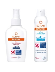Leche Protectora Solar SPF50 100ml Ecran denenes + Spray protector solar PF50 250ml Ecran