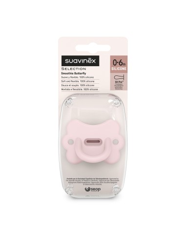 Chupete todo silicona Selection Smoothie Butterfly rosa 0-6m Suavinex