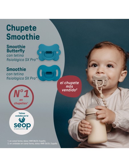 Chupete todo silicona Selection Smoothie Butterfly rosa 0-6m Suavinex