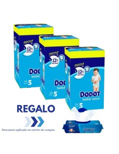 Pack Dodot 3 cajas Talla 5 Bebé-Seco 324uds – Protección Total 12 h