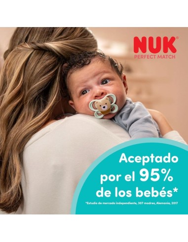 Chupete NUK Perfect Match Air Silicona 0-2M Zorro/Oso 2 uds