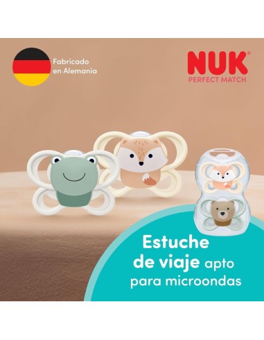 Chupete NUK Perfect Match Air Silicona 0-2M Zorro/Oso 2 uds