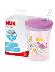 Taza NUK Action Cup +12 Meses Antiderrame con Pajita 230ml