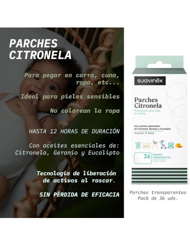 Parches Antimosquitos Citronela Suavinex 36 uds – Protección Bebé