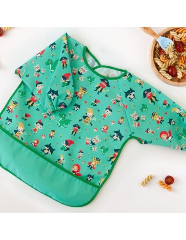 Babero Impermeable con Mangas Kiokids Verde – Bebé BLW