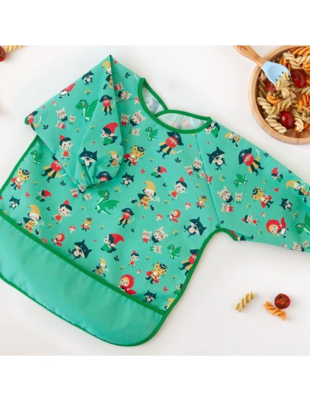 Babero Impermeable con Mangas Kiokids Verde – Bebé BLW