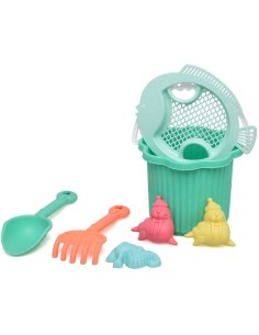 Cubo Playa verde Kiokids 25x18 cm – Juguete Playa Bebé