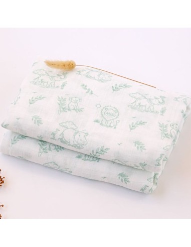 Muselina Bambú Kiokids Verde 120x120 cm – Arrullo Bebé Suave