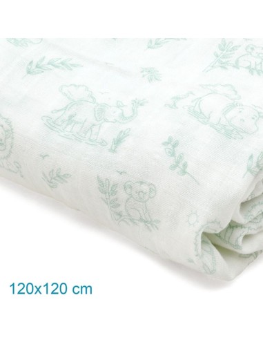 Muselina Bambú Kiokids Verde 120x120 cm – Arrullo Bebé Suave