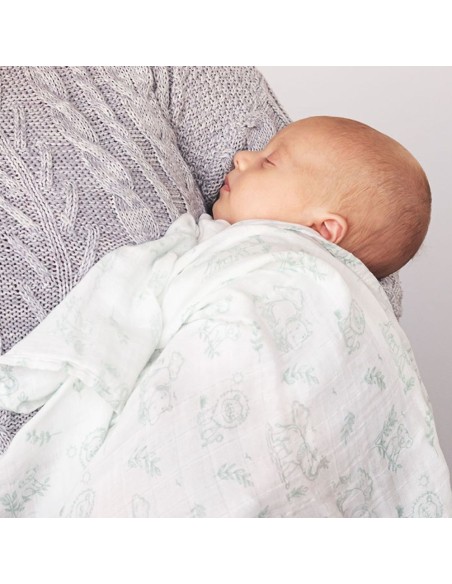 Muselina Bambú Kiokids Verde 120x120 cm – Arrullo Bebé Suave