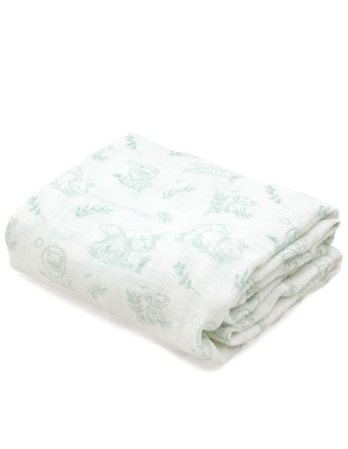 Muselina Bambú Kiokids Verde 120x120 cm – Arrullo Bebé Suave