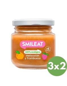 Tarrito frambuesa y melocotón 130gr 6M+ | Smileat - Nappy.es