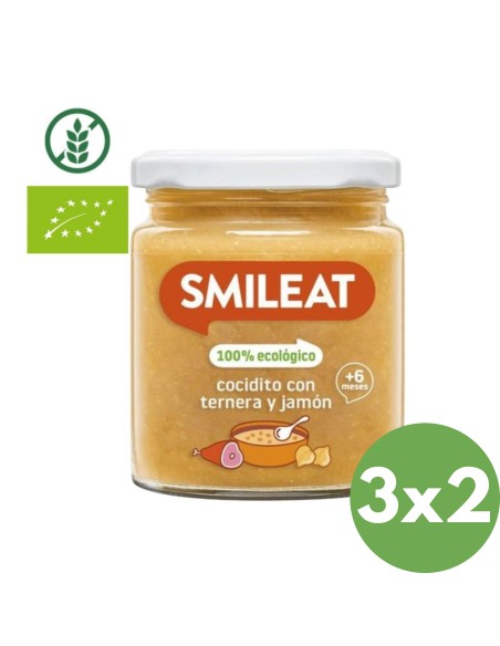 Tarrito ecológico de cocidito con ternera y jamón | Smileat - Nappy.es